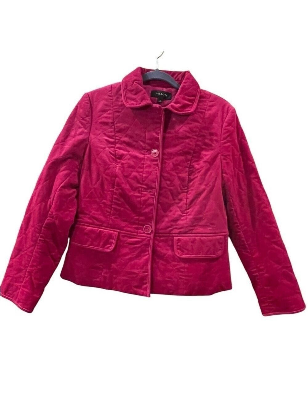 Talbots Women’s Miss Quilted Pink Velveteen Jacket Size: 8 NWOT